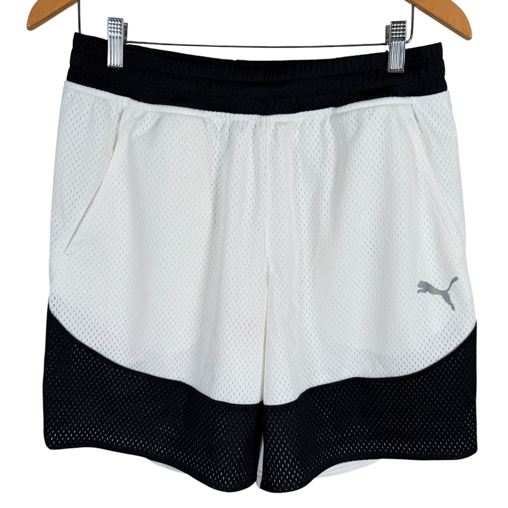 Puma dryCELL Basketball Short Mens M White Black Mesh Athletic 538551 NEW Sample